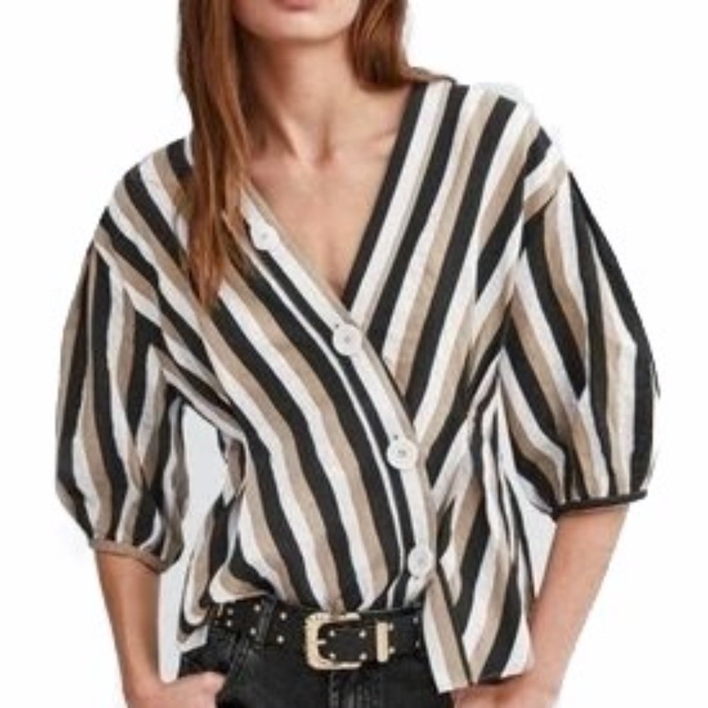 Zara Striped Button Blouse Size Small